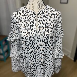 PerSeption Concept Black and White Spotted Blouse